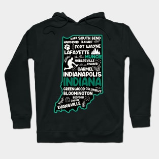 Muncie Indiana cute map Fort Wayne, Evansville, Carmel, South Bend, Fishers, Hammond, Gary Hoodie